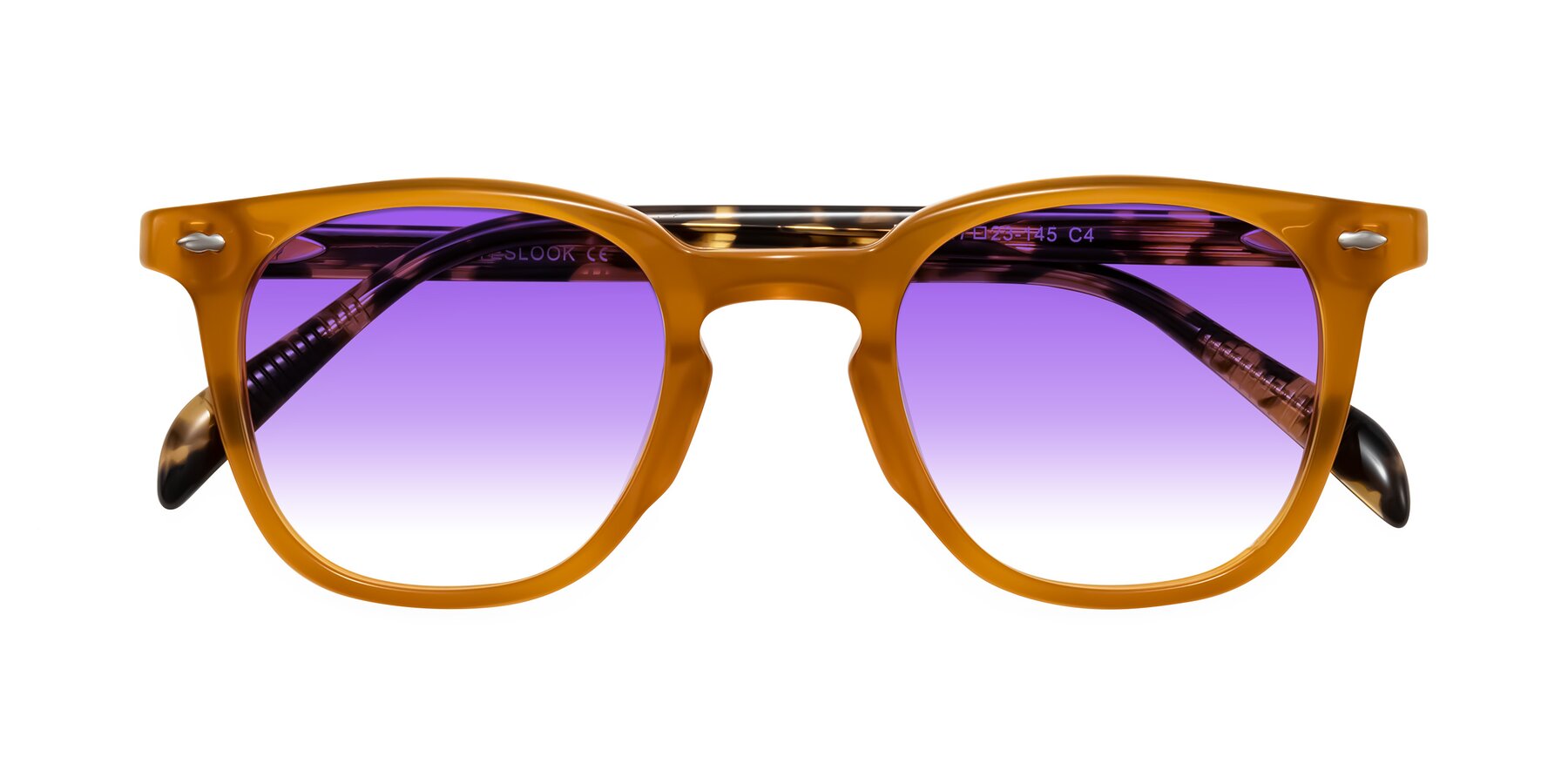 Folded Front of Palu in Honey/Tortoise with Purple Gradient Lenses