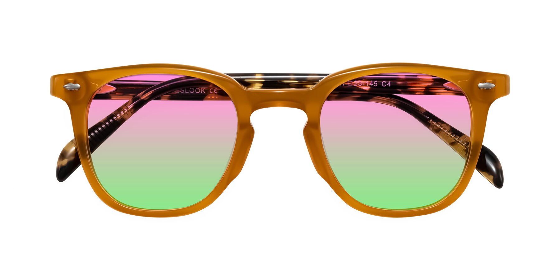 Folded Front of Palu in Honey/Tortoise with Pink / Green Gradient Lenses