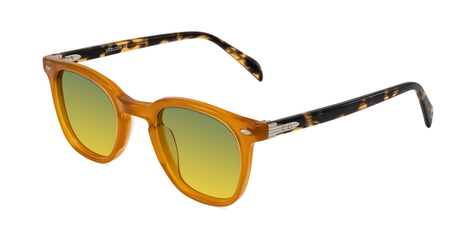 Angle of Palu in Honey/Tortoise with Green / Yellow Gradient Lenses