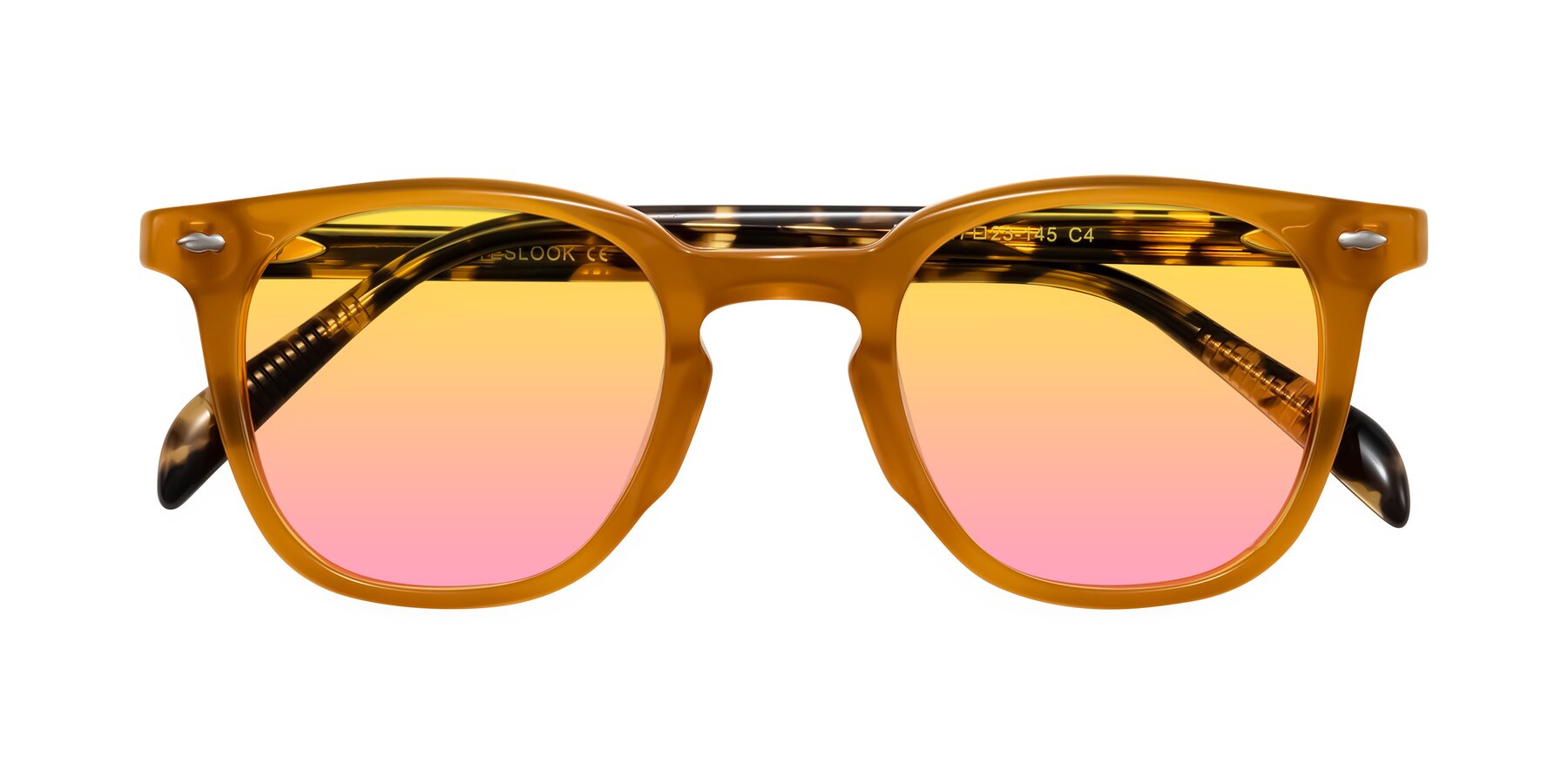 Folded Front of Palu in Honey/Tortoise with Yellow / Pink Gradient Lenses