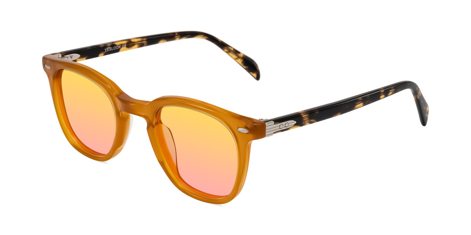 Angle of Palu in Honey/Tortoise with Yellow / Pink Gradient Lenses