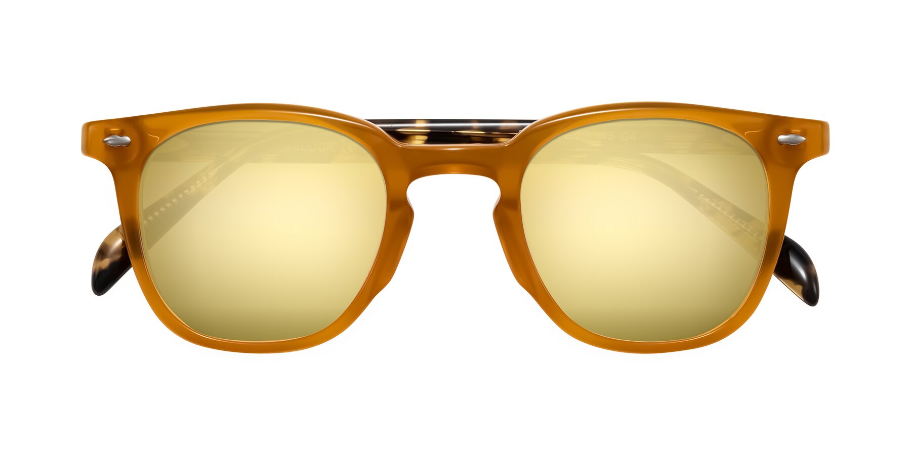 Folded Front of Palu in Honey/Tortoise with Gold Mirrored Lenses