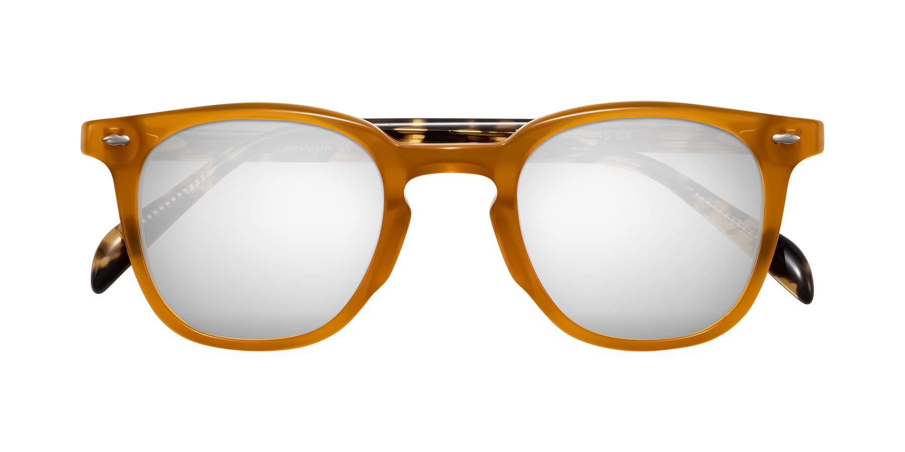 Folded Front of Palu in Honey/Tortoise with Silver Mirrored Lenses