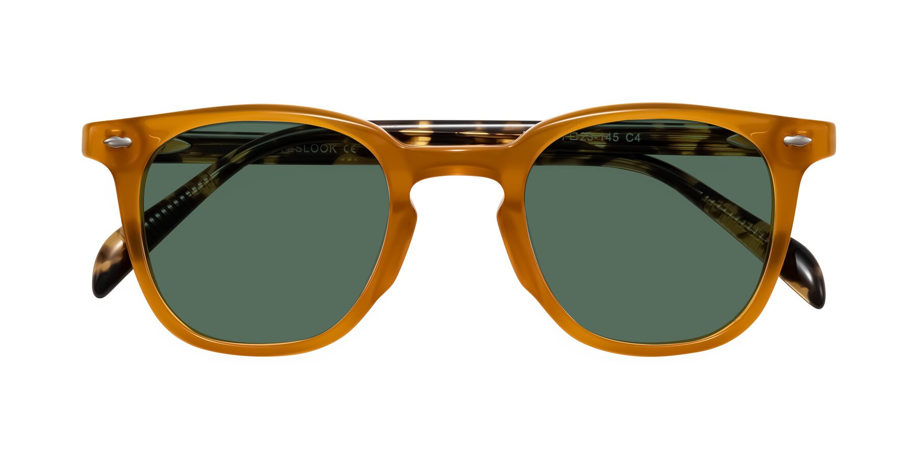 Folded Front of Palu in Honey/Tortoise with Green Polarized Lenses