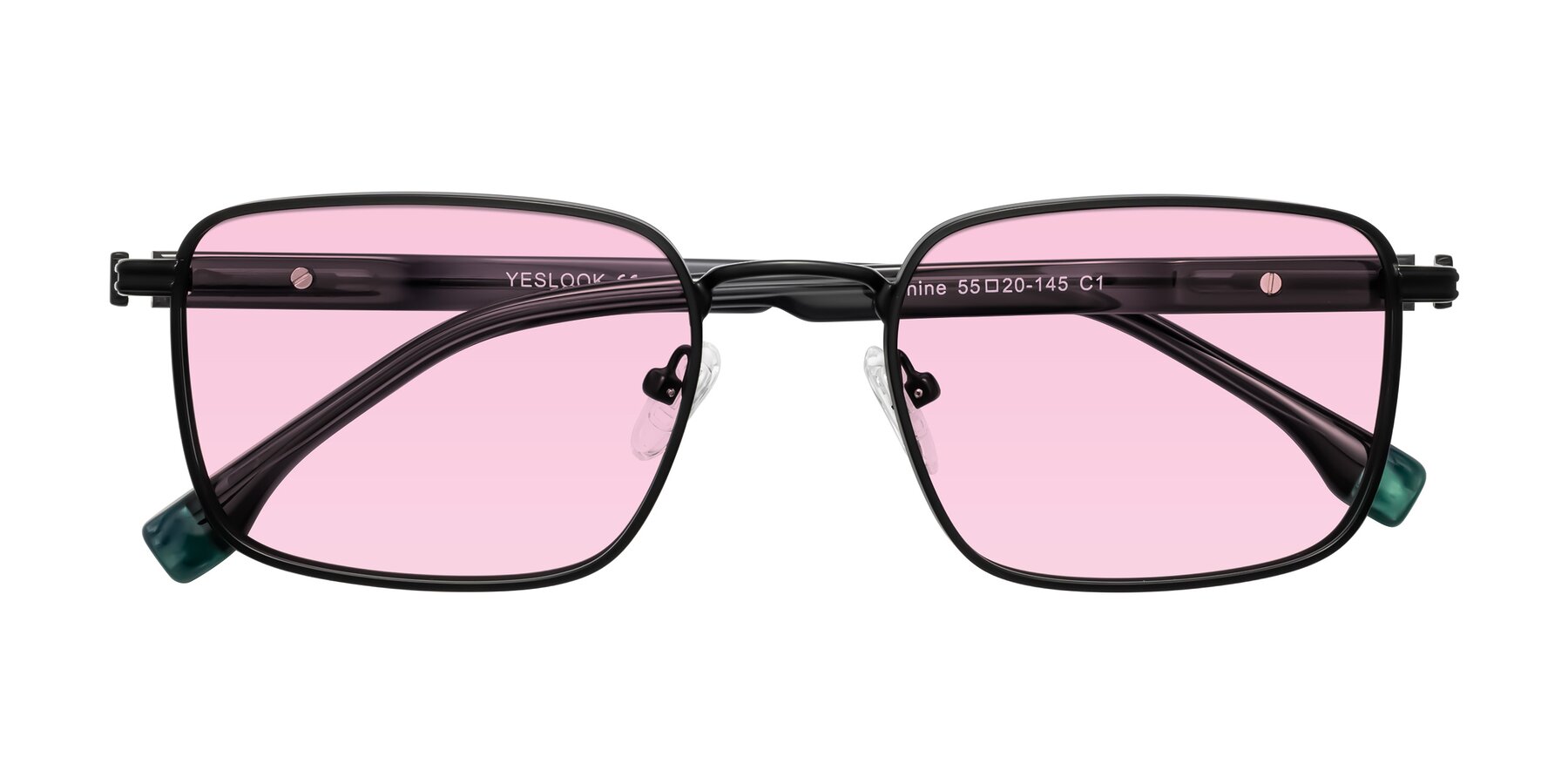 Folded Front of Rhine in Matte Black/Dark Gray with Light Pink Tinted Lenses
