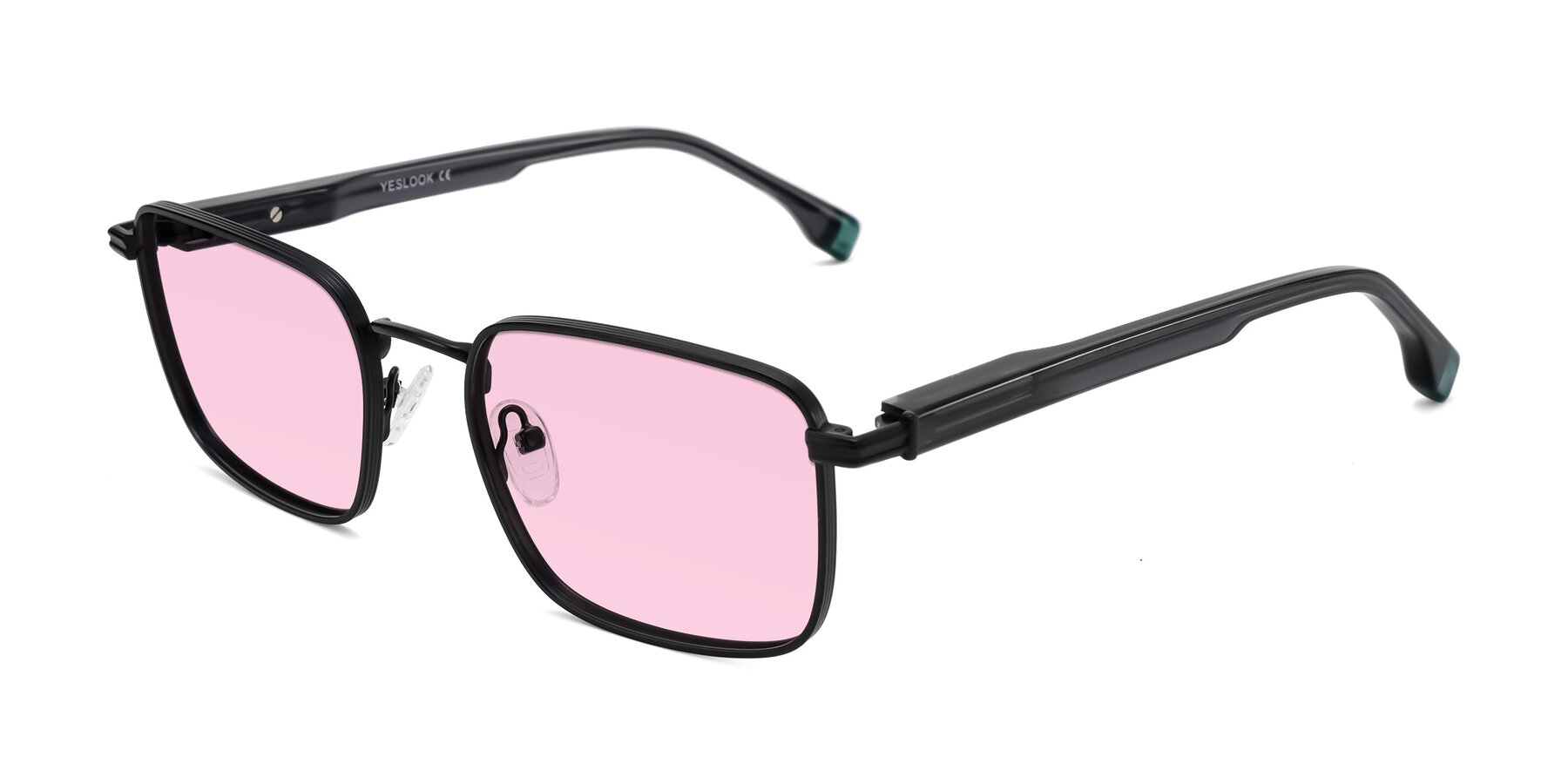 Angle of Rhine in Matte Black/Dark Gray with Light Pink Tinted Lenses