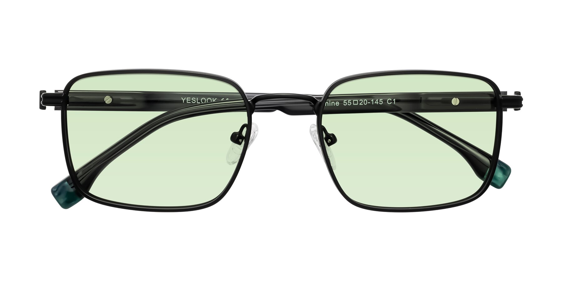 Folded Front of Rhine in Matte Black/Dark Gray with Light Green Tinted Lenses