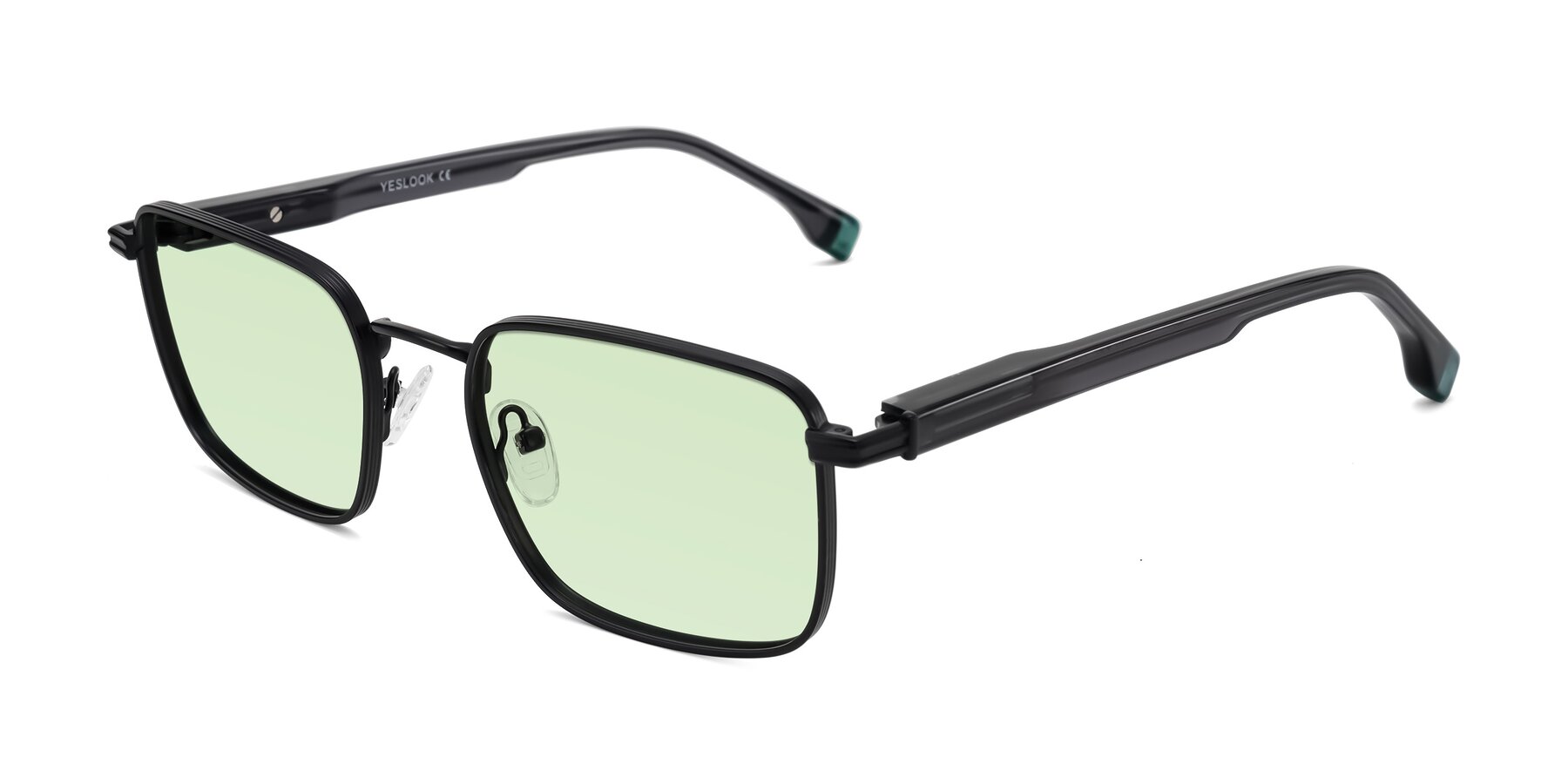 Angle of Rhine in Matte Black/Dark Gray with Light Green Tinted Lenses