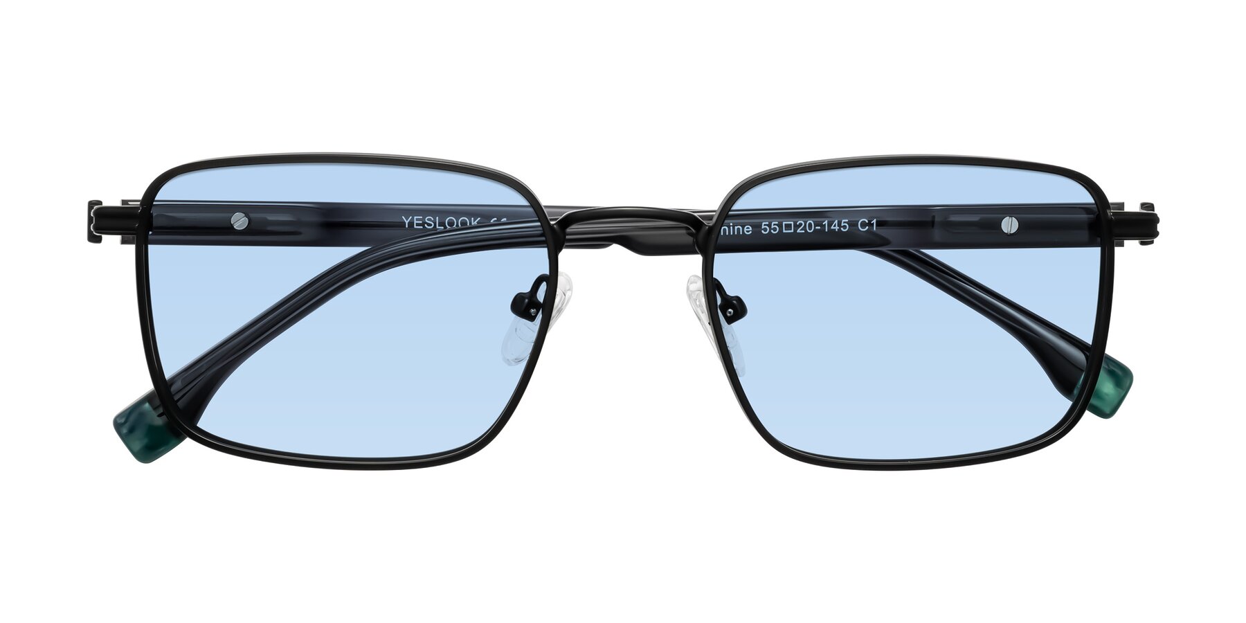 Folded Front of Rhine in Matte Black/Dark Gray with Light Blue Tinted Lenses