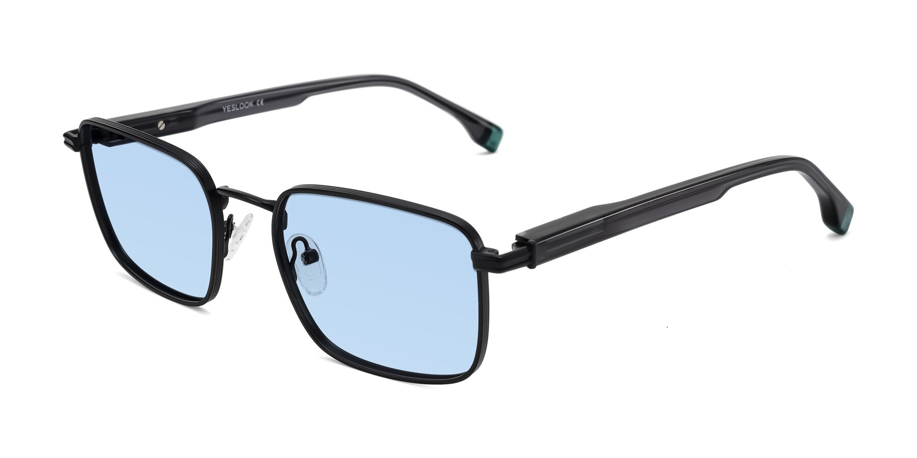 Angle of Rhine in Matte Black/Dark Gray with Light Blue Tinted Lenses