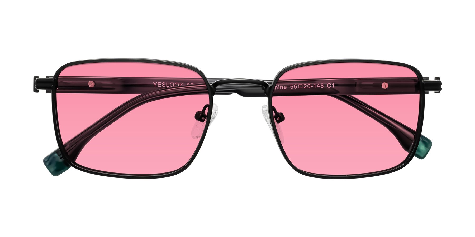 Folded Front of Rhine in Matte Black/Dark Gray with Pink Tinted Lenses