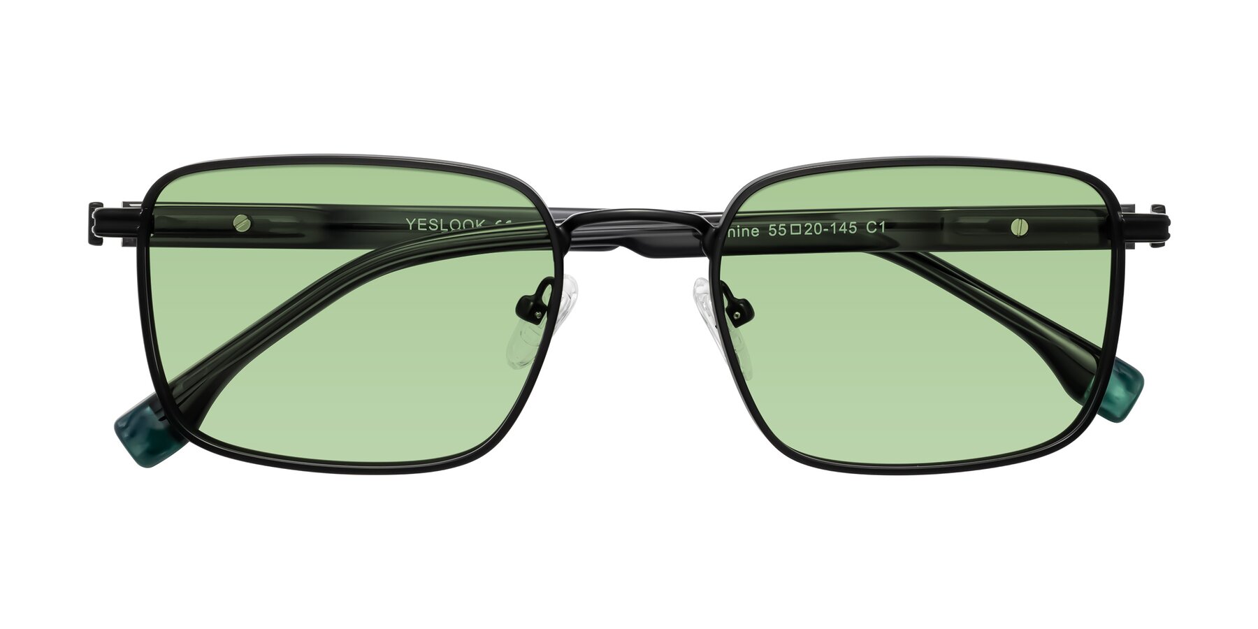 Folded Front of Rhine in Matte Black/Dark Gray with Medium Green Tinted Lenses