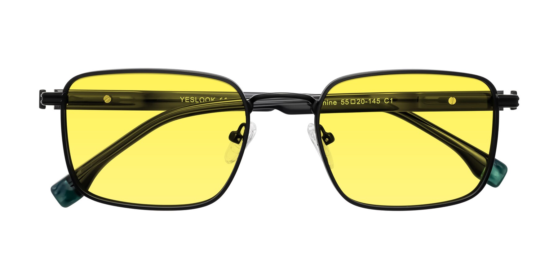 Folded Front of Rhine in Matte Black/Dark Gray with Medium Yellow Tinted Lenses