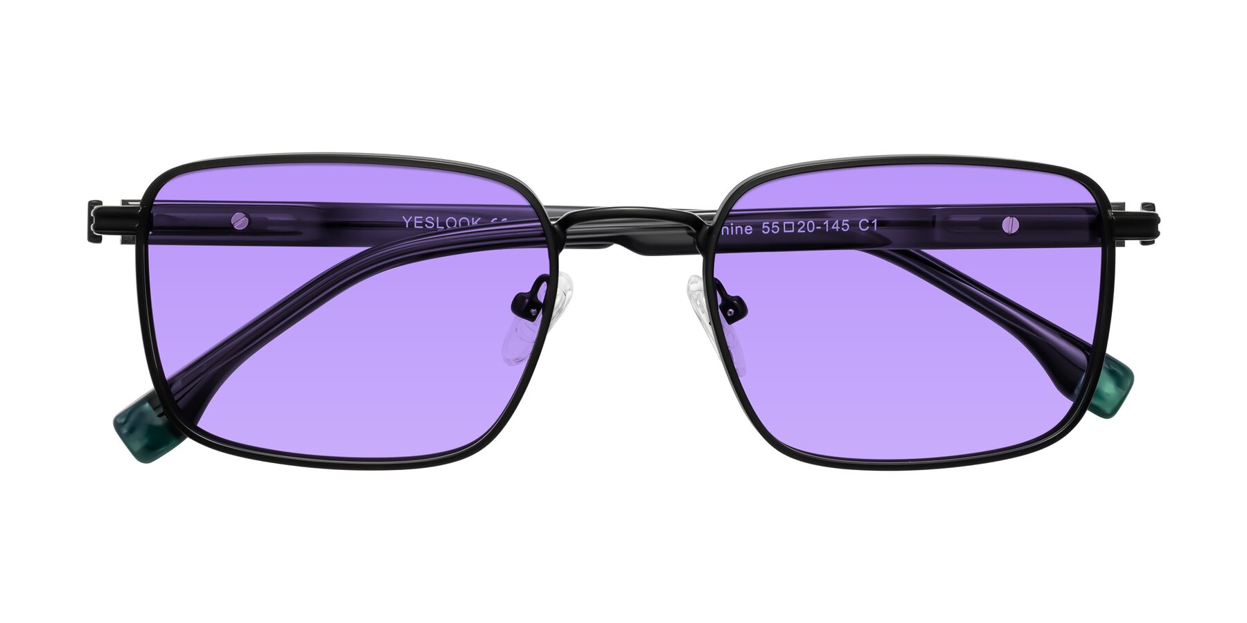 Folded Front of Rhine in Matte Black/Dark Gray with Medium Purple Tinted Lenses