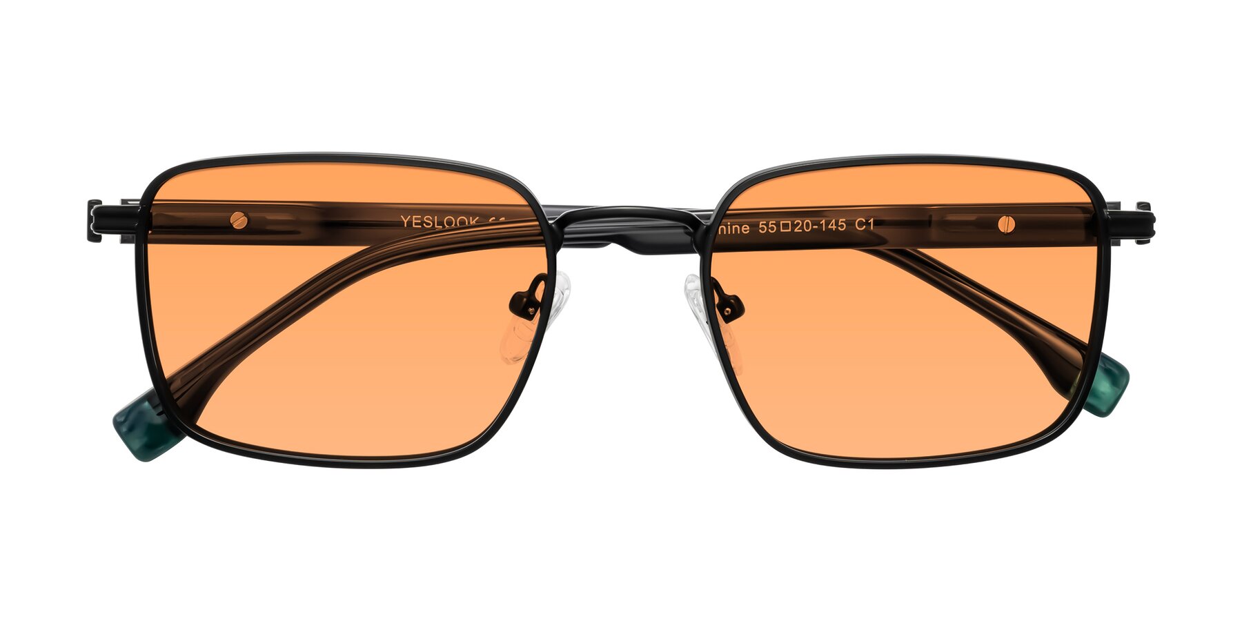 Folded Front of Rhine in Matte Black/Dark Gray with Medium Orange Tinted Lenses