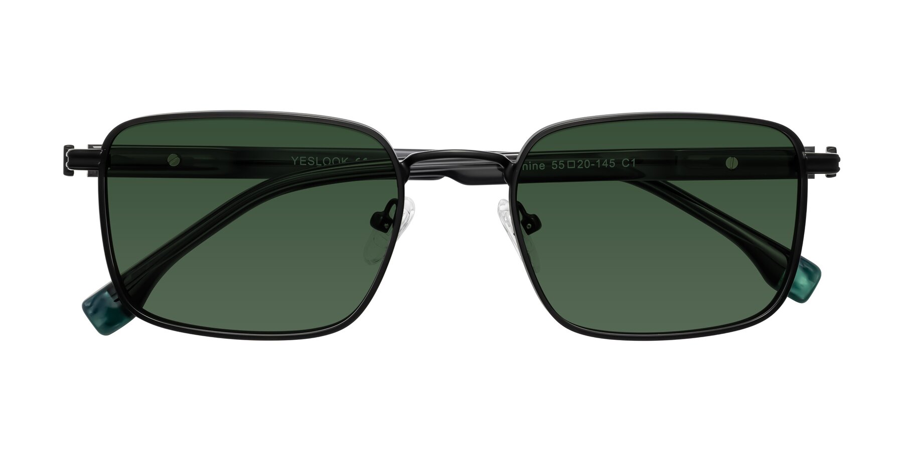Folded Front of Rhine in Matte Black/Dark Gray with Green Tinted Lenses