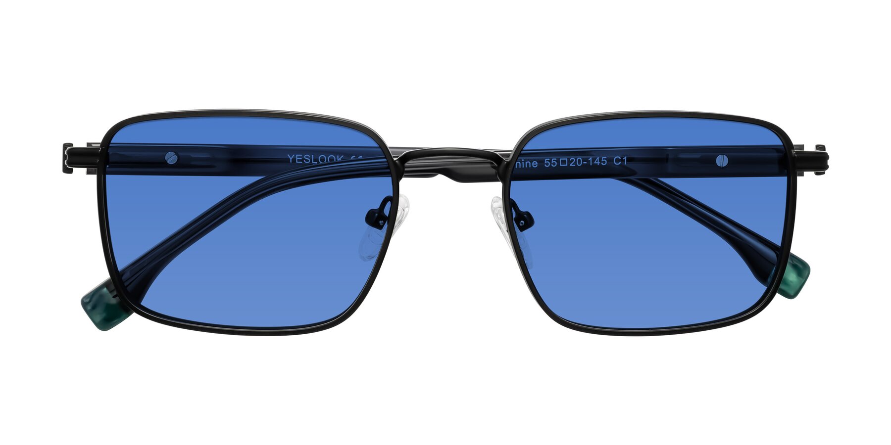 Folded Front of Rhine in Matte Black/Dark Gray with Blue Tinted Lenses