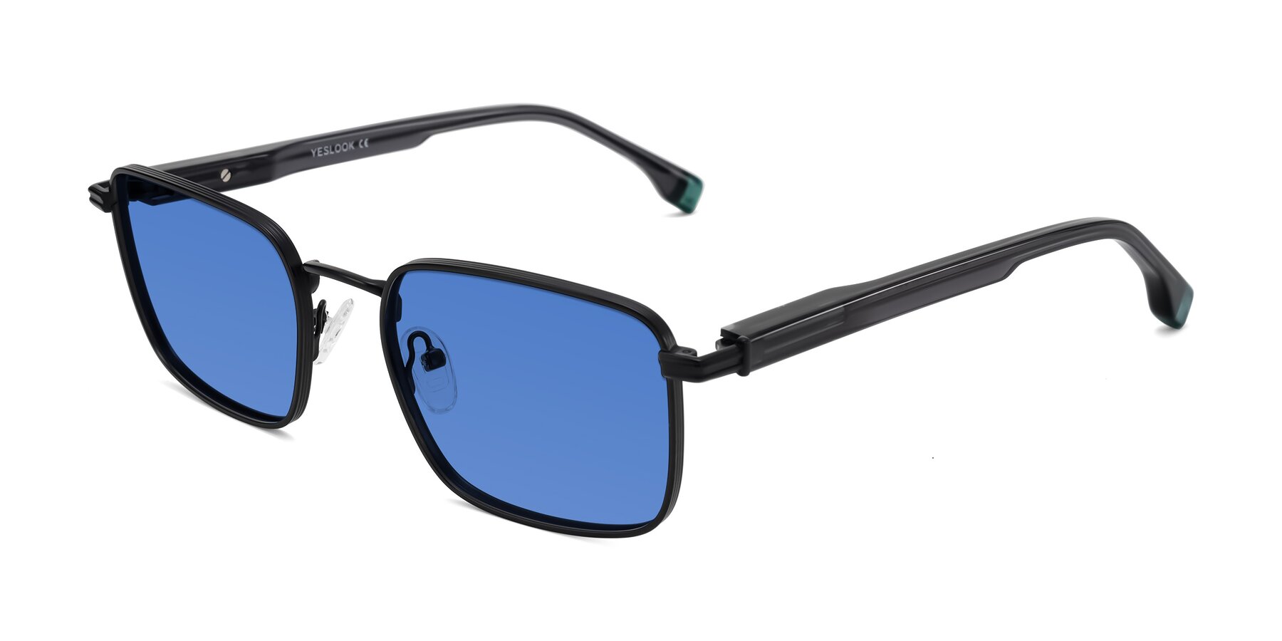 Angle of Rhine in Matte Black/Dark Gray with Blue Tinted Lenses