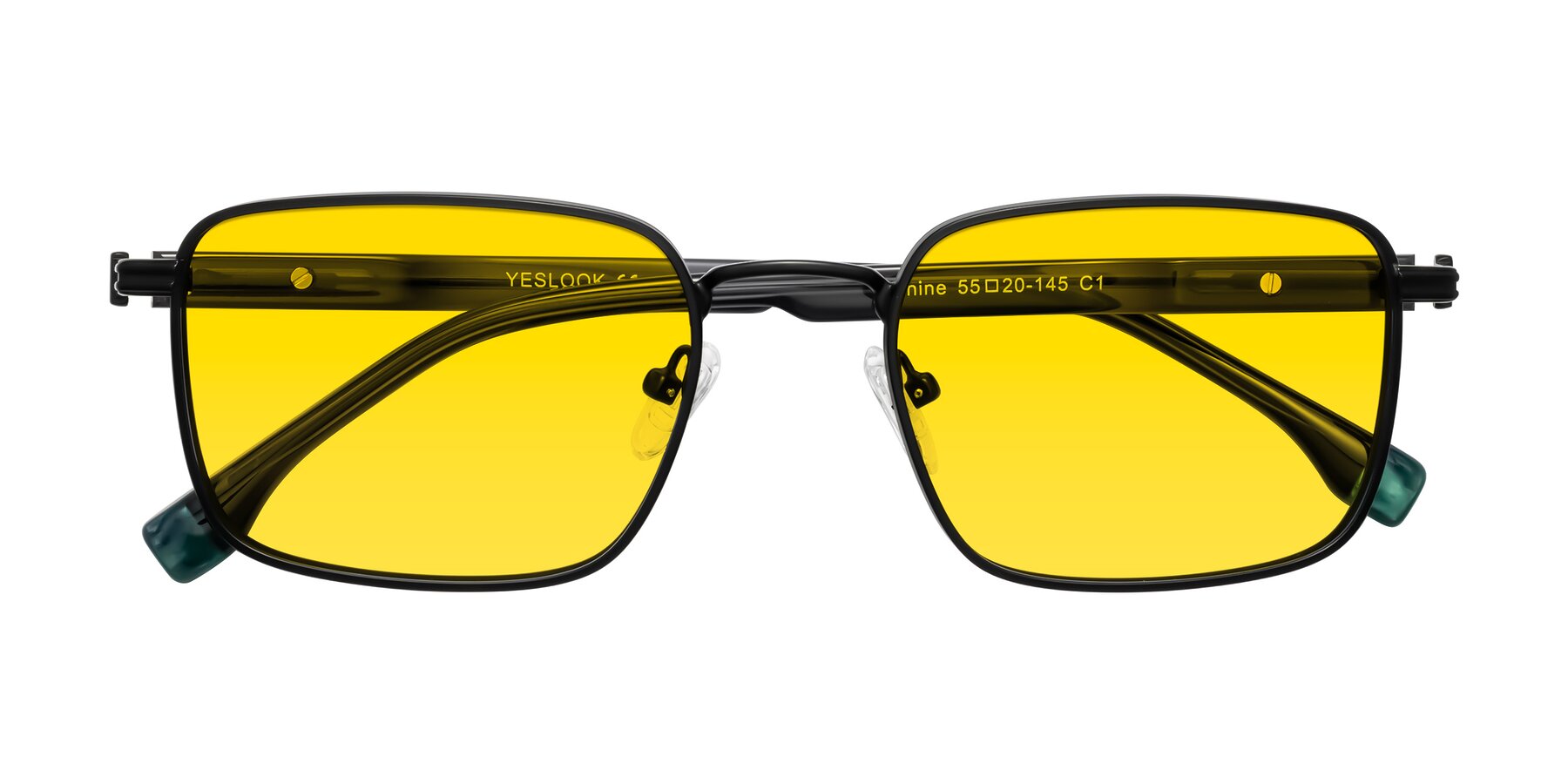 Folded Front of Rhine in Matte Black/Dark Gray with Yellow Tinted Lenses