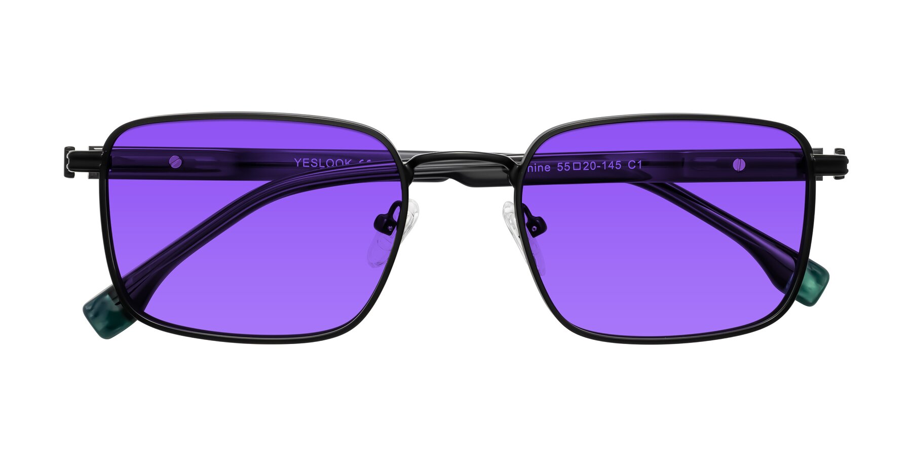 Folded Front of Rhine in Matte Black/Dark Gray with Purple Tinted Lenses