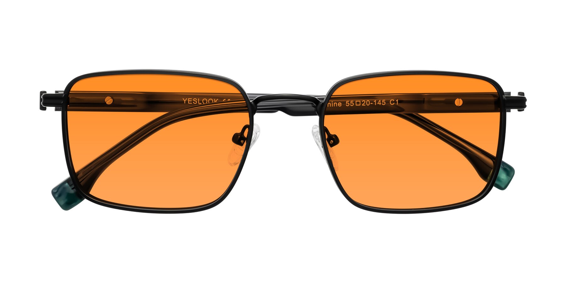 Folded Front of Rhine in Matte Black/Dark Gray with Orange Tinted Lenses