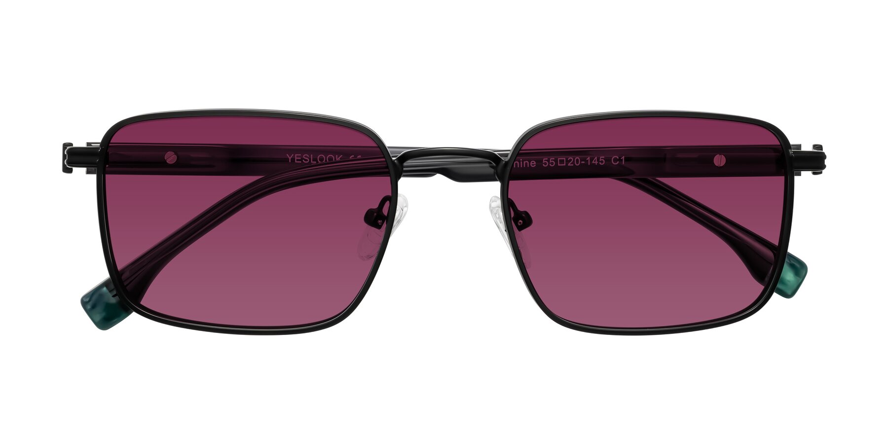 Folded Front of Rhine in Matte Black/Dark Gray with Wine Tinted Lenses