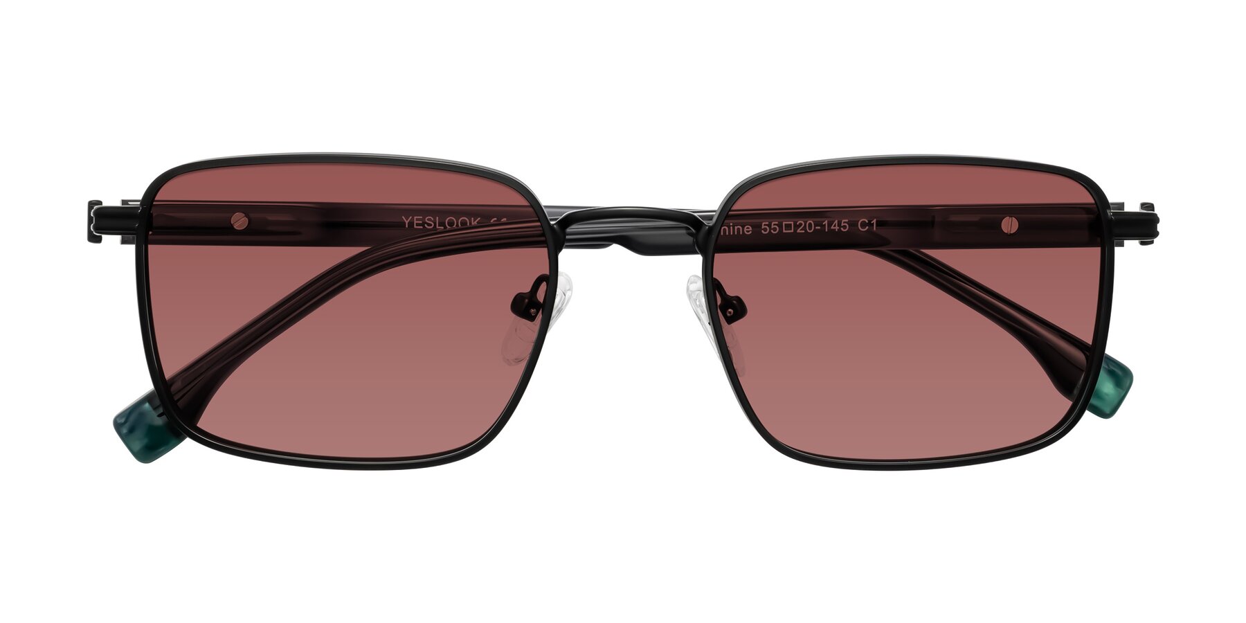 Folded Front of Rhine in Matte Black/Dark Gray with Garnet Tinted Lenses