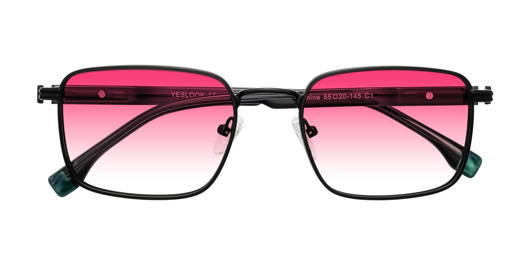 Folded Front of Rhine in Matte Black/Dark Gray with Pink Gradient Lenses