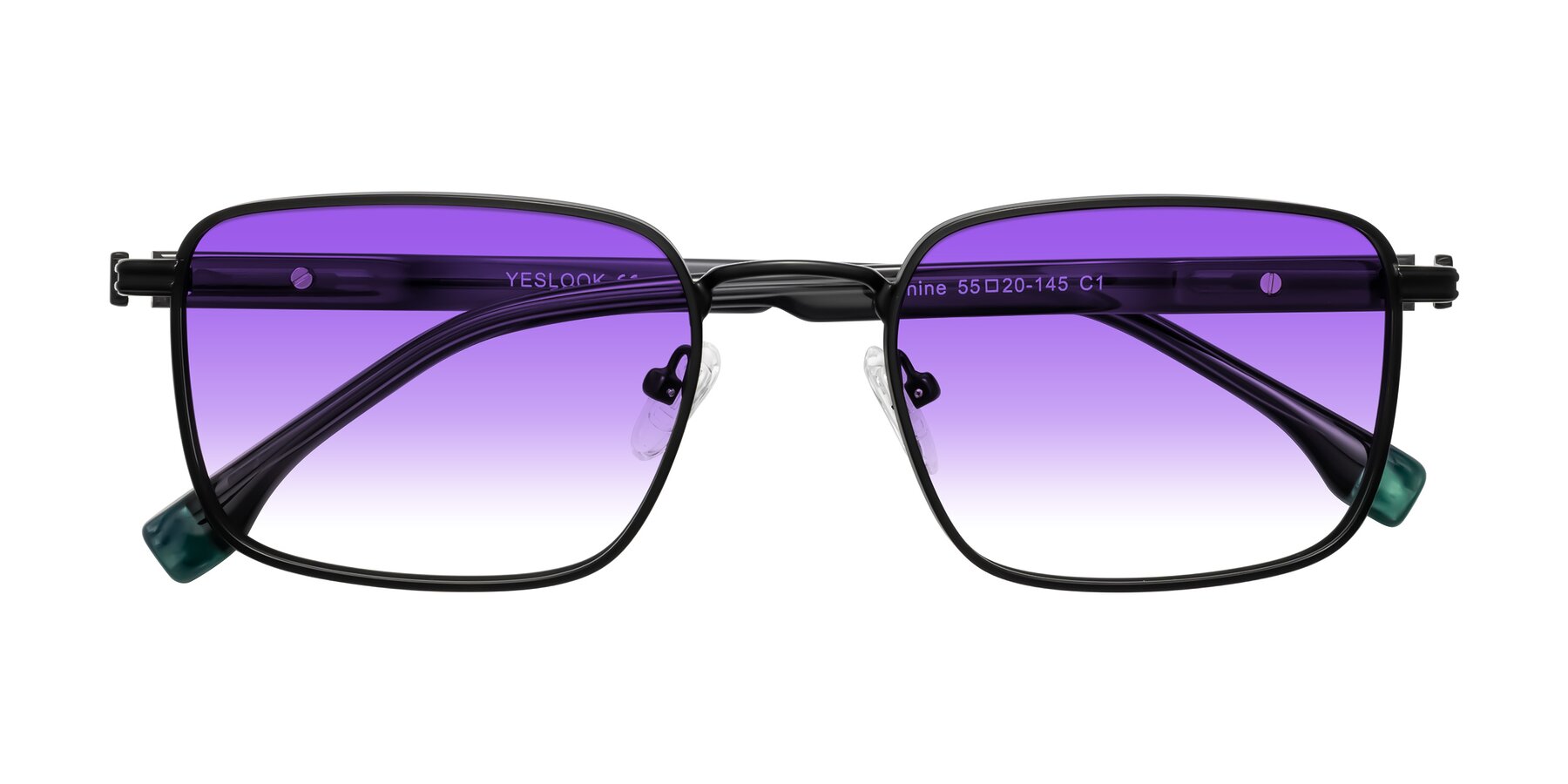 Folded Front of Rhine in Matte Black/Dark Gray with Purple Gradient Lenses