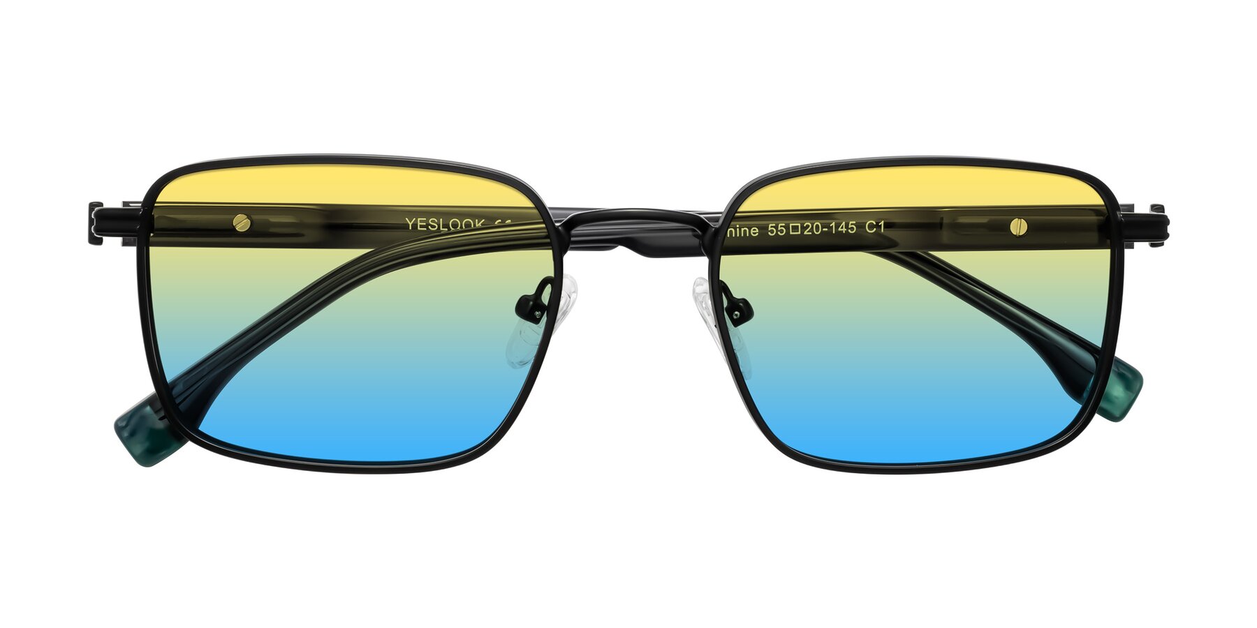 Folded Front of Rhine in Matte Black/Dark Gray with Yellow / Blue Gradient Lenses