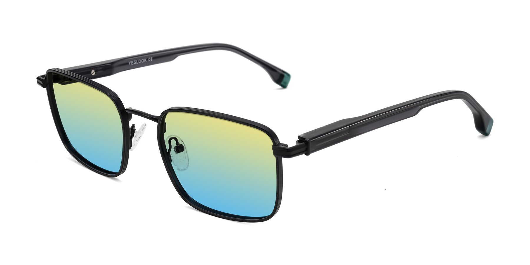 Angle of Rhine in Matte Black/Dark Gray with Yellow / Blue Gradient Lenses