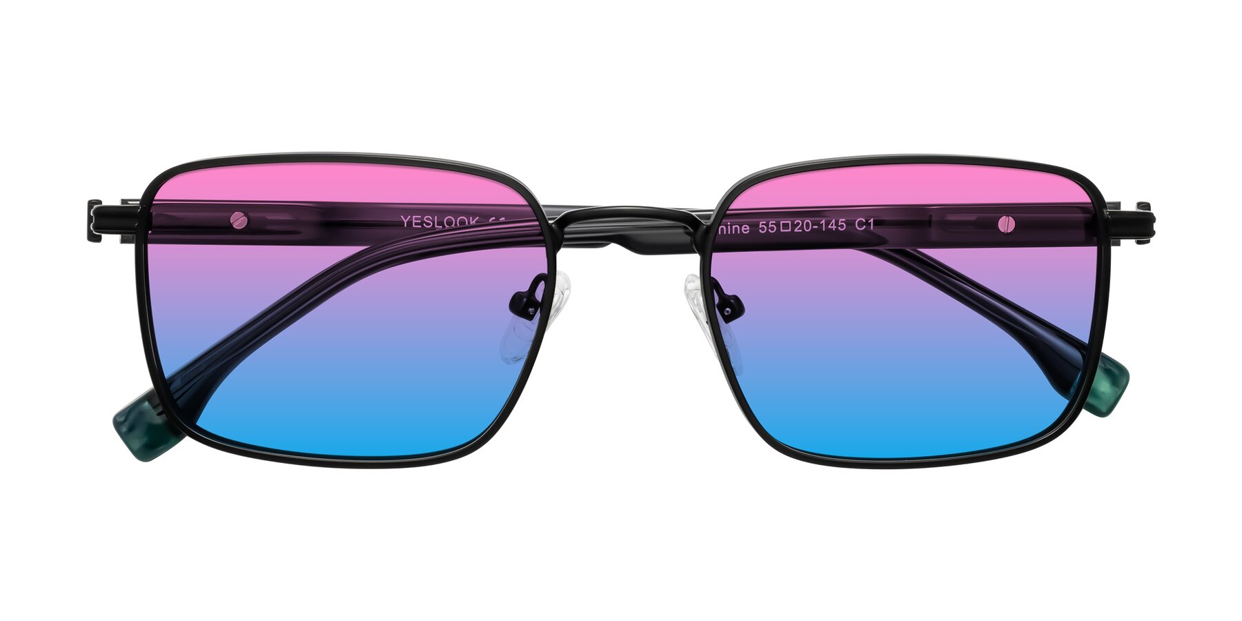 Folded Front of Rhine in Matte Black/Dark Gray with Pink / Blue Gradient Lenses