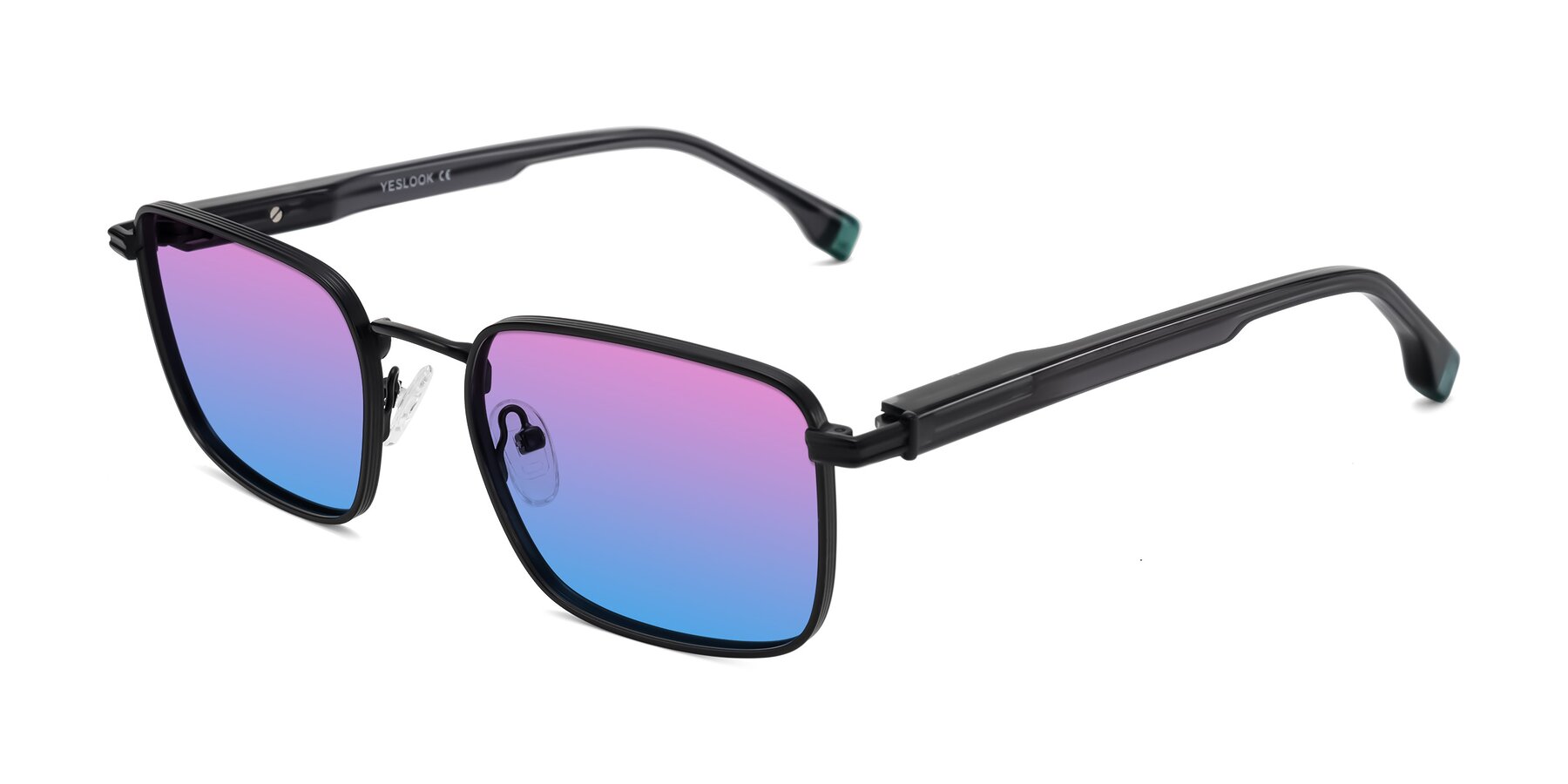 Angle of Rhine in Matte Black/Dark Gray with Pink / Blue Gradient Lenses