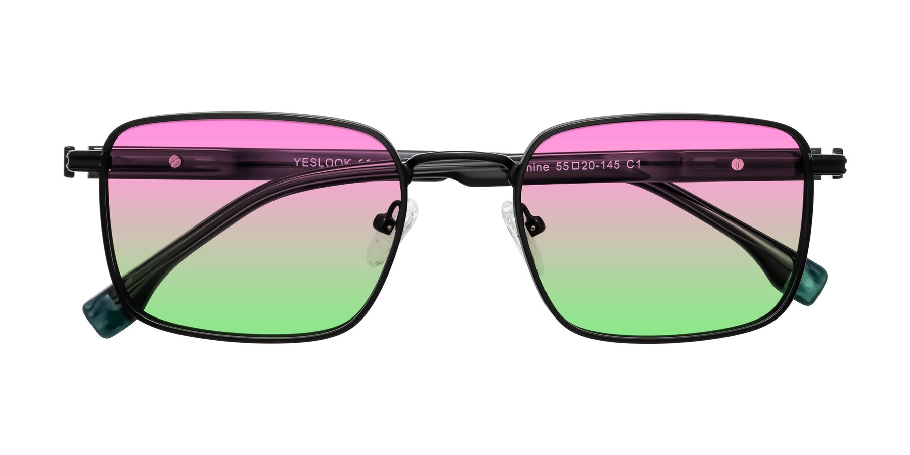 Folded Front of Rhine in Matte Black/Dark Gray with Pink / Green Gradient Lenses