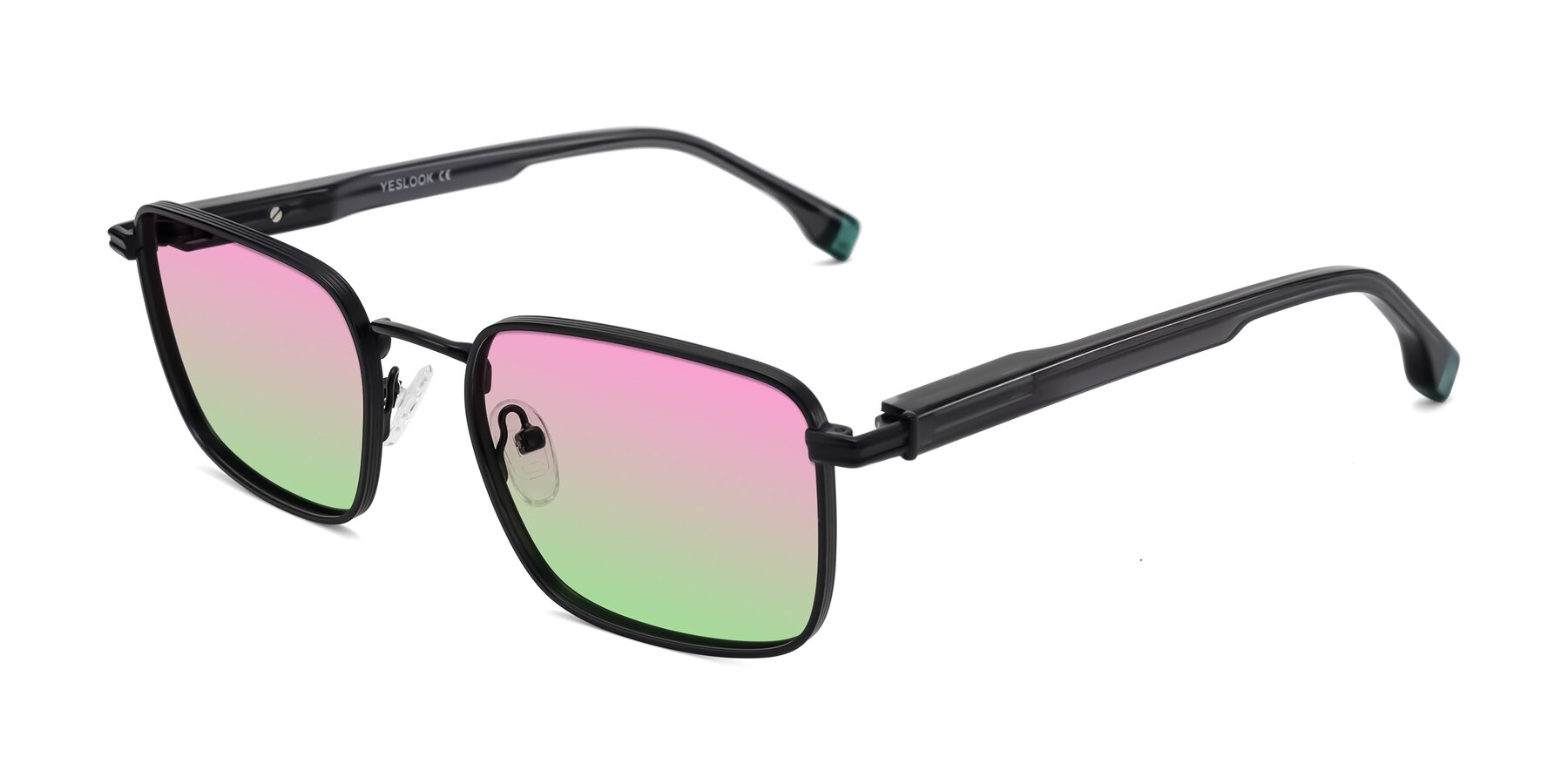Angle of Rhine in Matte Black/Dark Gray with Pink / Green Gradient Lenses