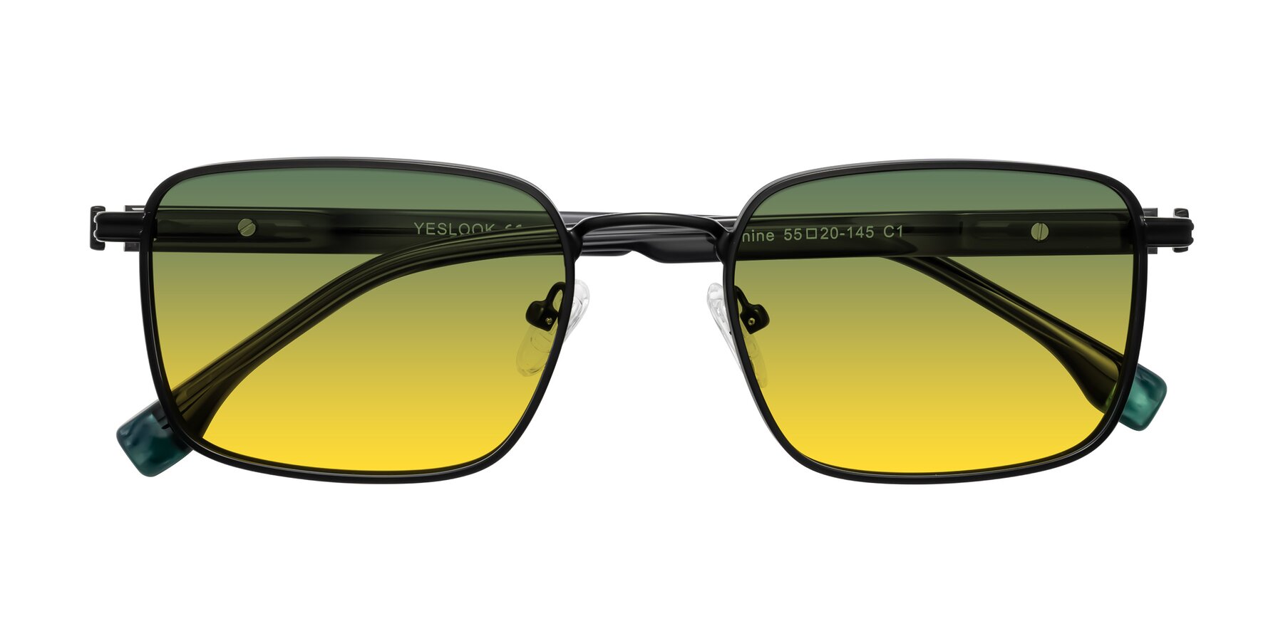 Folded Front of Rhine in Matte Black/Dark Gray with Green / Yellow Gradient Lenses