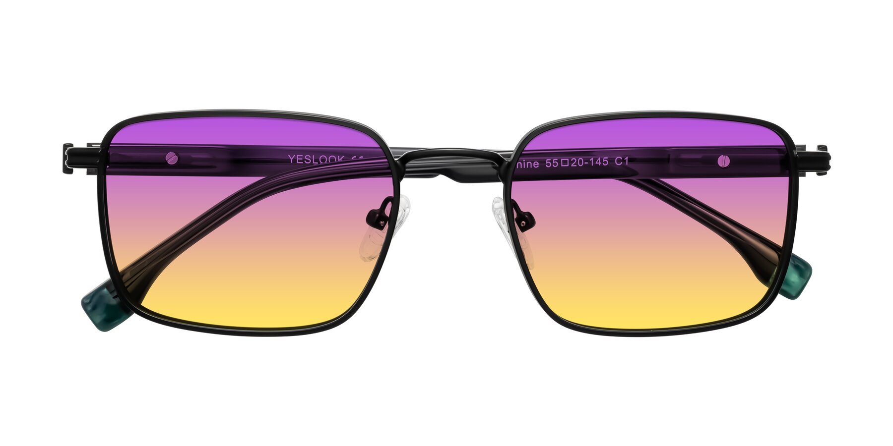 Folded Front of Rhine in Matte Black/Dark Gray with Purple / Yellow Gradient Lenses
