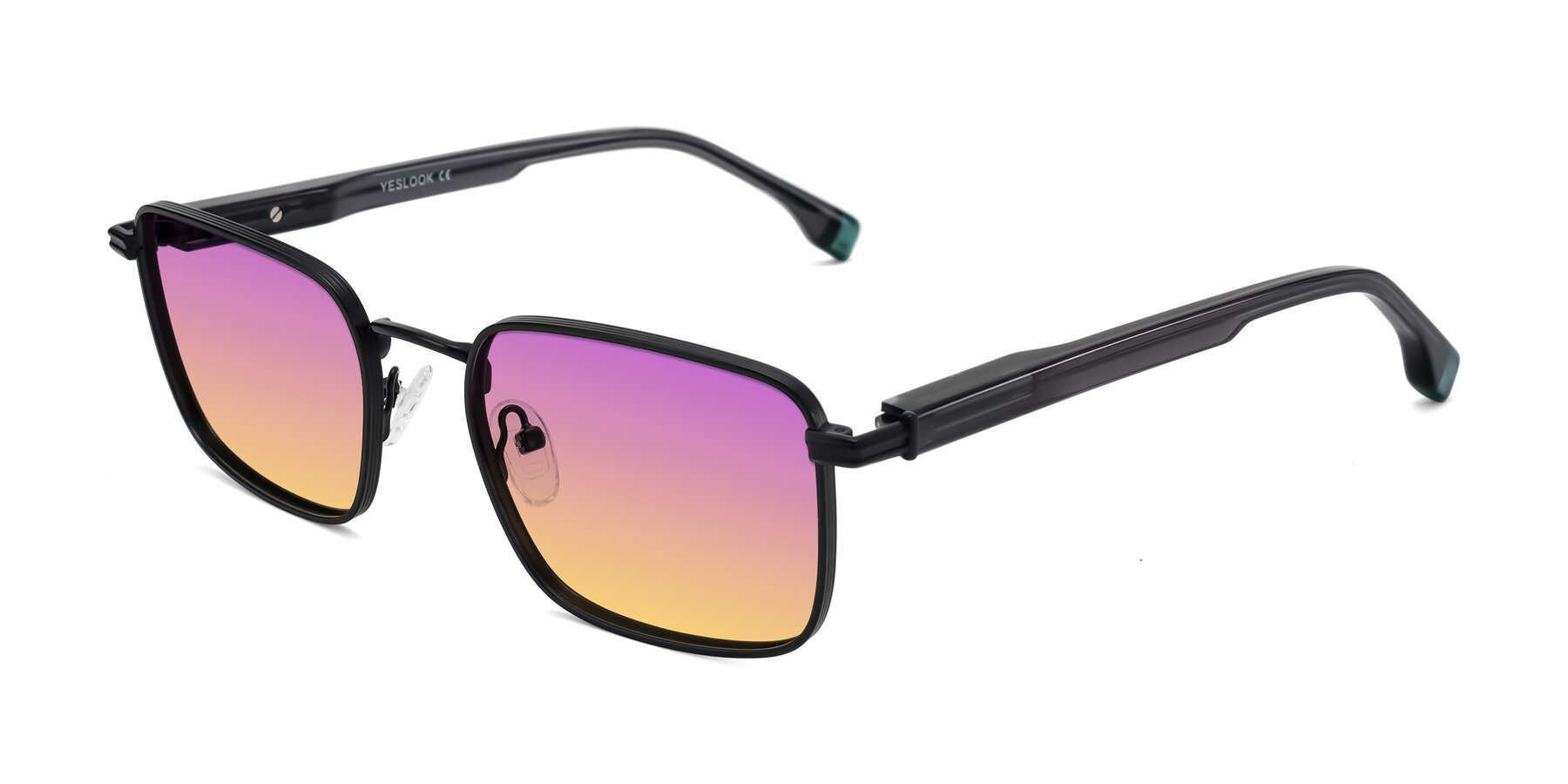 Angle of Rhine in Matte Black/Dark Gray with Purple / Yellow Gradient Lenses