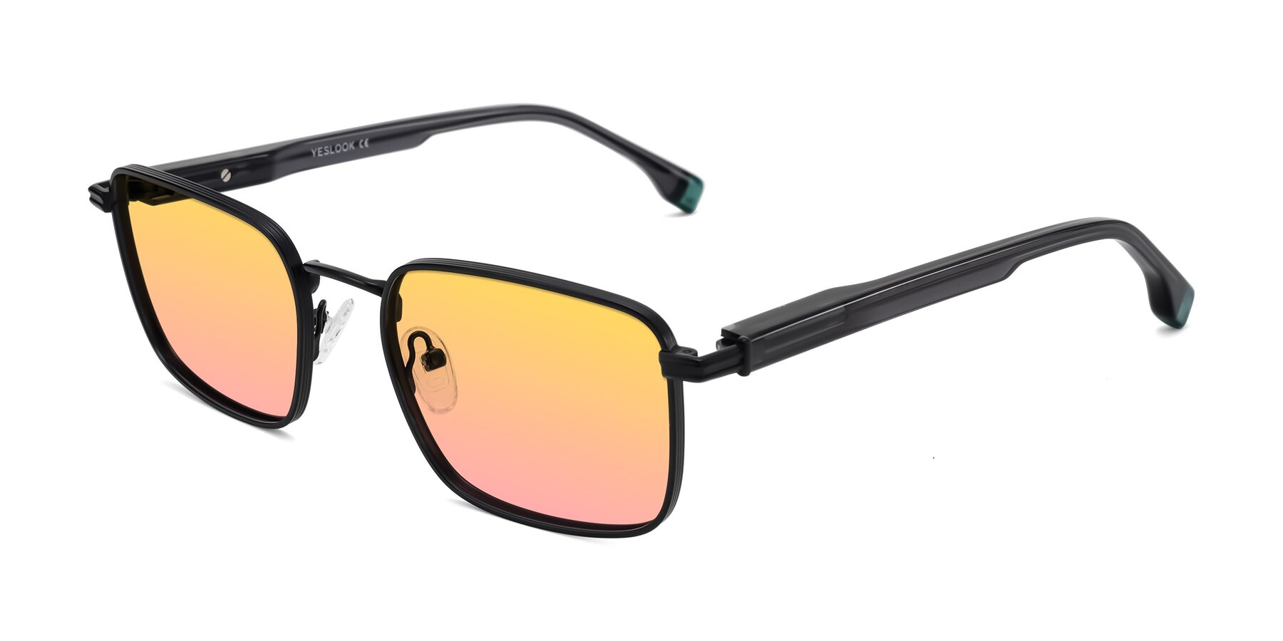 Angle of Rhine in Matte Black/Dark Gray with Yellow / Pink Gradient Lenses