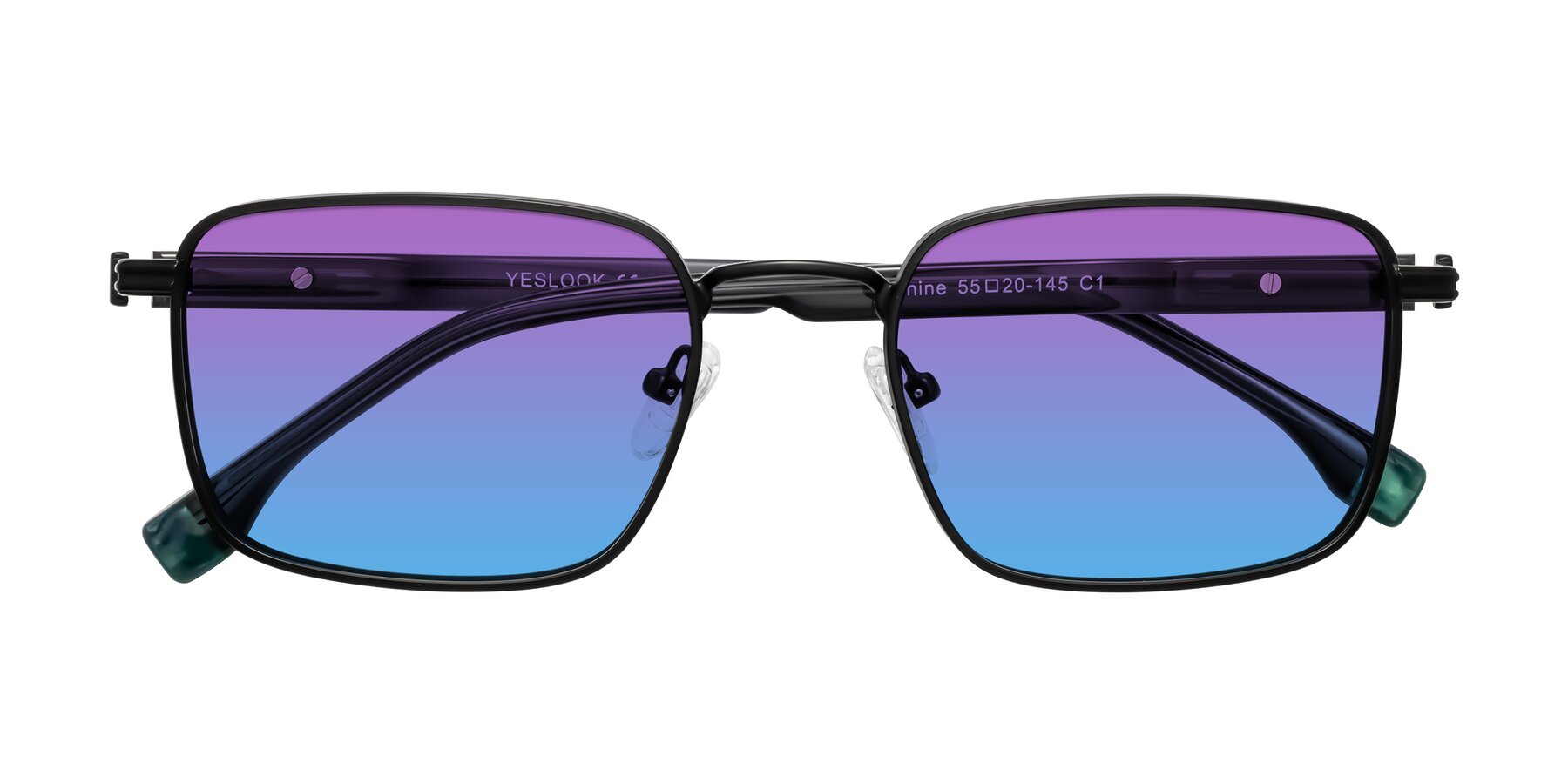 Folded Front of Rhine in Matte Black/Dark Gray with Purple / Blue Gradient Lenses