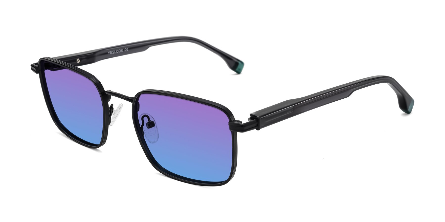Angle of Rhine in Matte Black/Dark Gray with Purple / Blue Gradient Lenses