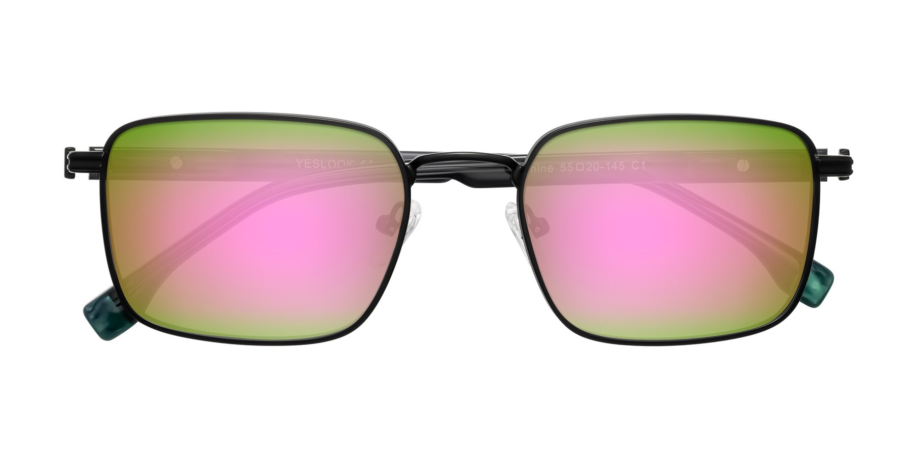 Folded Front of Rhine in Matte Black/Dark Gray with Pink Mirrored Lenses