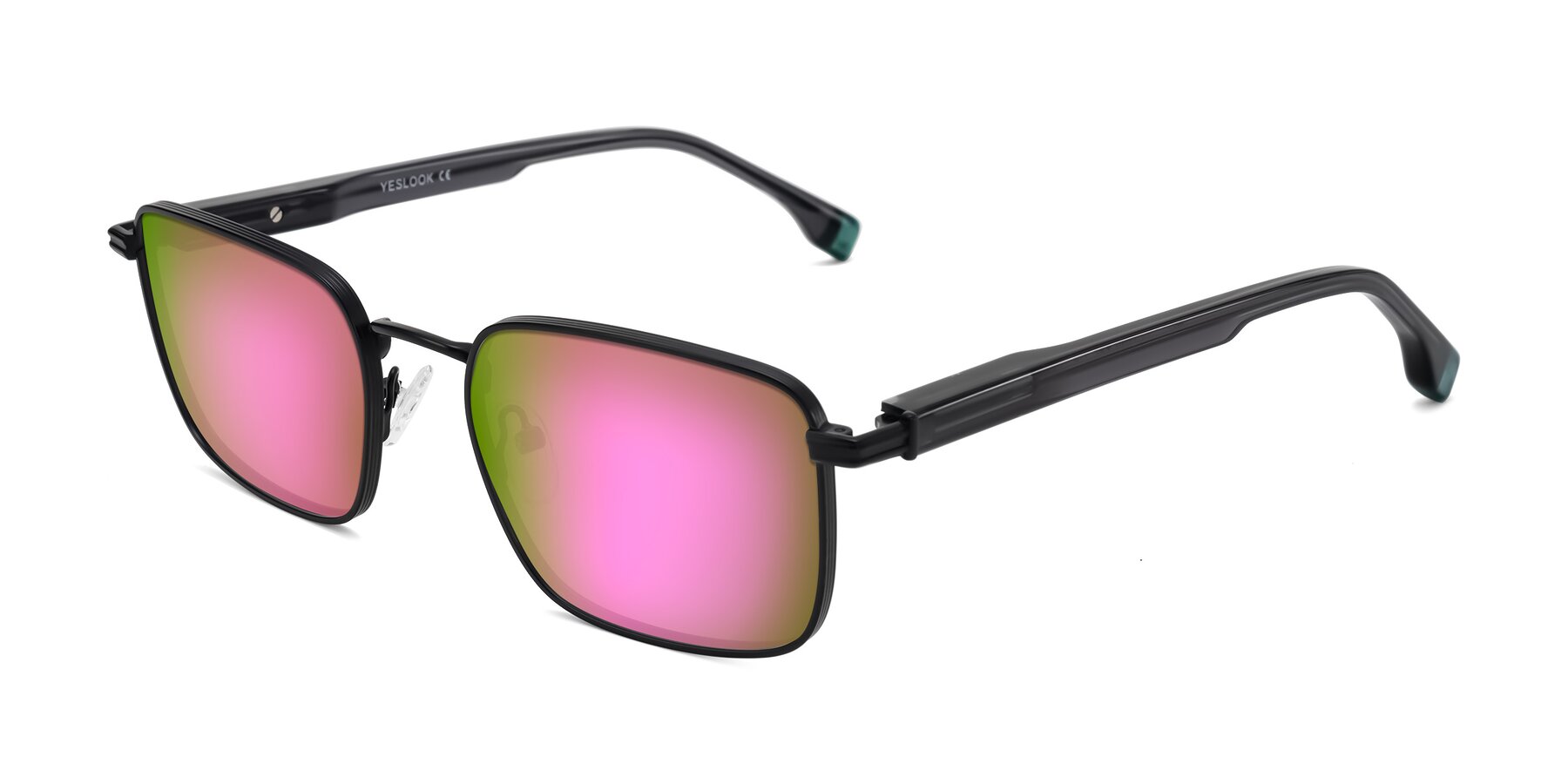 Angle of Rhine in Matte Black/Dark Gray with Pink Mirrored Lenses