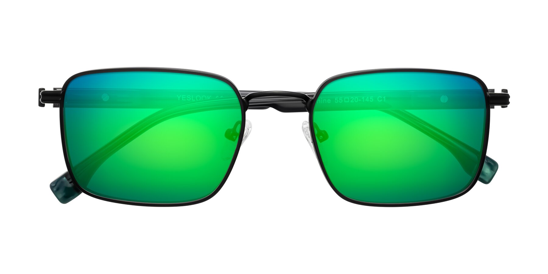 Folded Front of Rhine in Matte Black/Dark Gray with Green Mirrored Lenses
