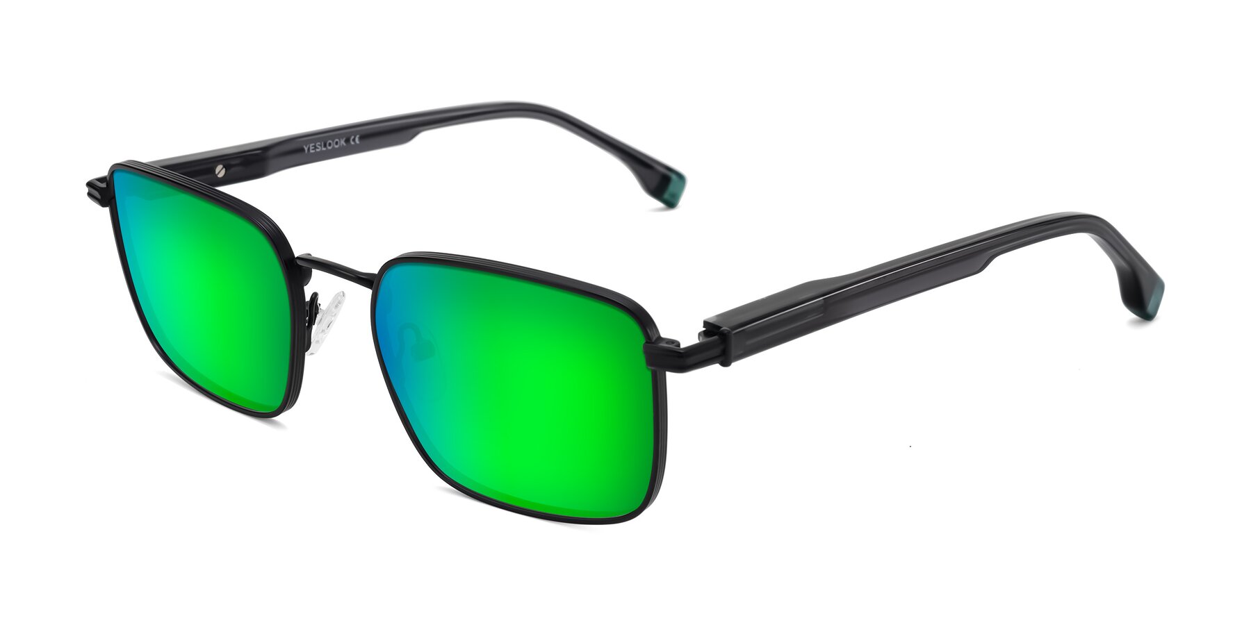 Angle of Rhine in Matte Black/Dark Gray with Green Mirrored Lenses
