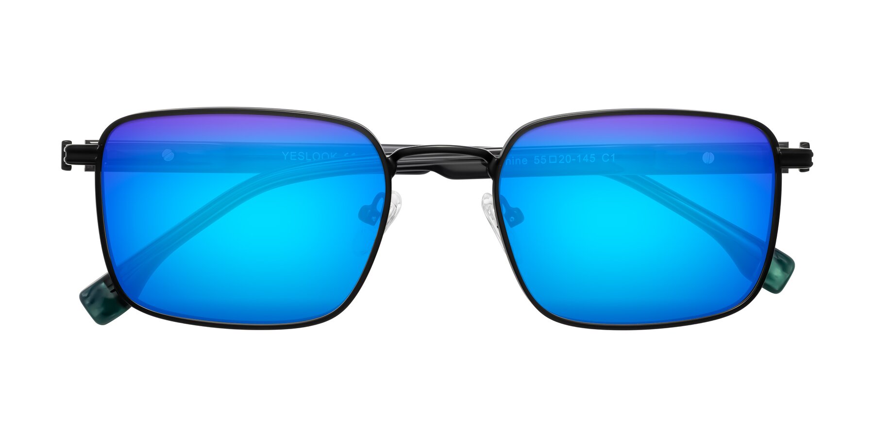 Folded Front of Rhine in Matte Black/Dark Gray with Blue Mirrored Lenses