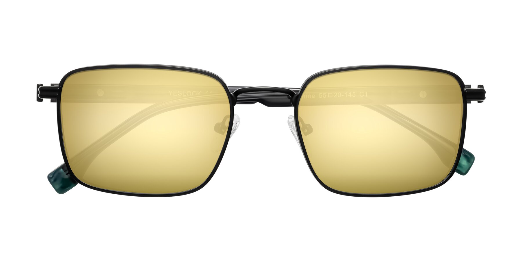 Folded Front of Rhine in Matte Black/Dark Gray with Gold Mirrored Lenses