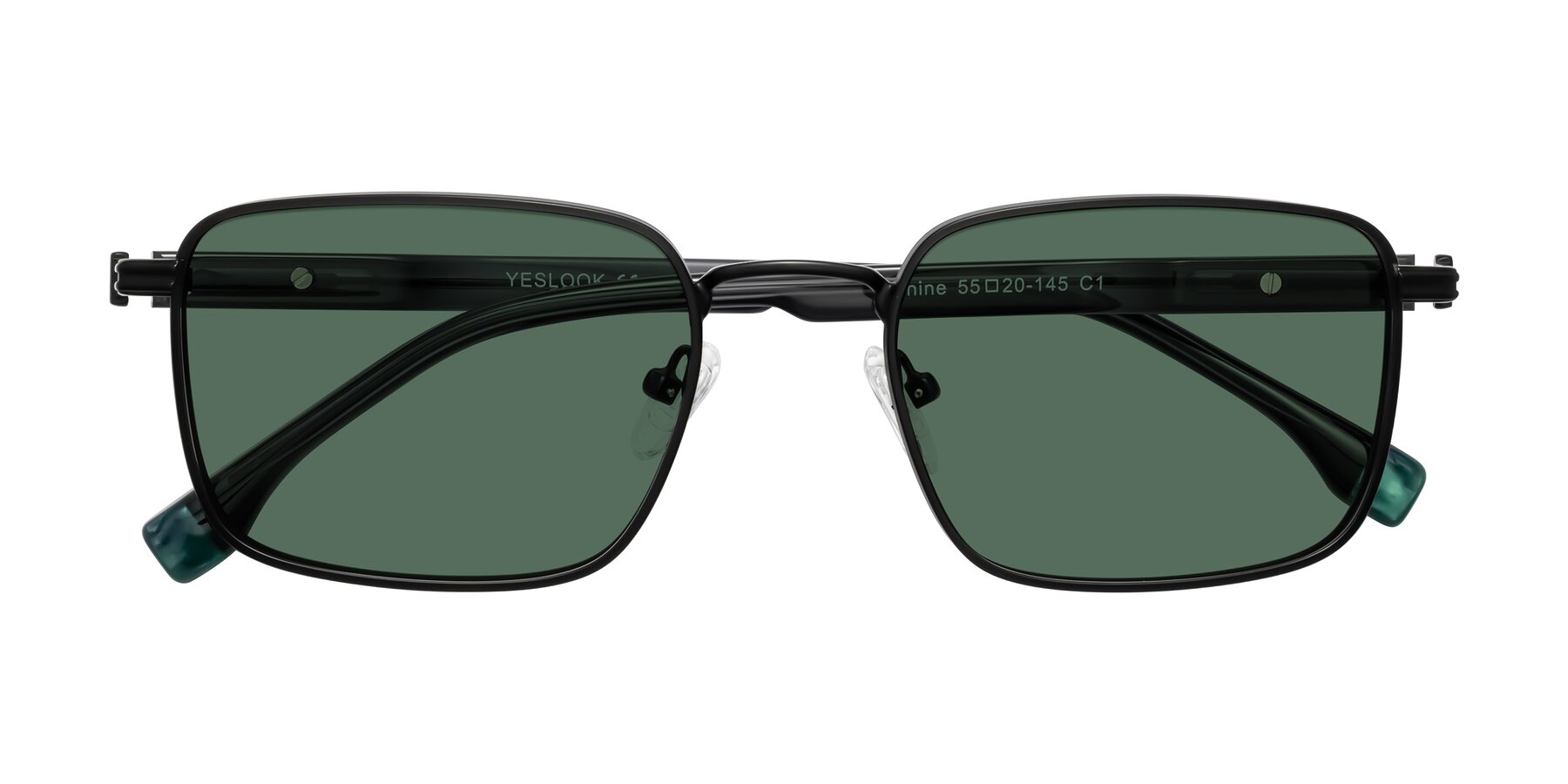 Folded Front of Rhine in Matte Black/Dark Gray with Green Polarized Lenses