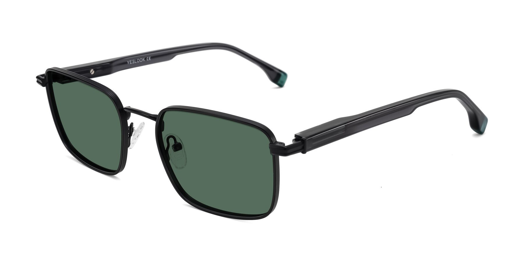 Angle of Rhine in Matte Black/Dark Gray with Green Polarized Lenses