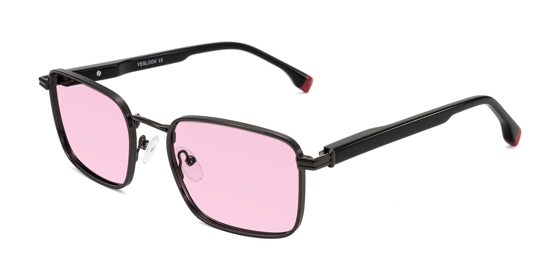 Angle of Rhine in Gunmetal/Black with Light Pink Tinted Lenses